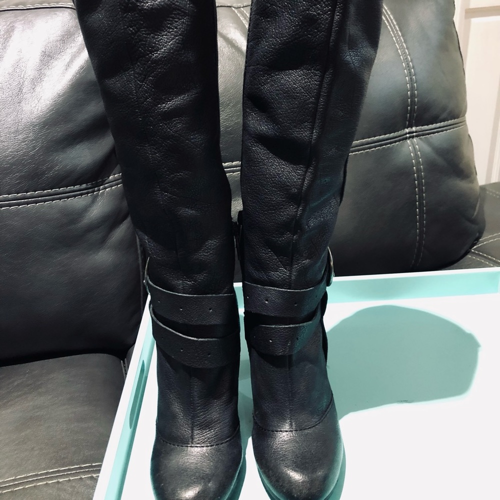 Nine West Black Leather Tall Boots